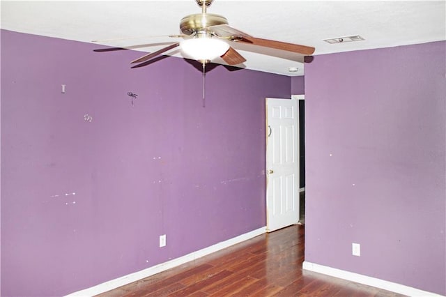 264749 Louisa St, New Orleans, LA 70117 - empty room featuring wood finished floors, visible vents, a ceiling fan, and baseboards