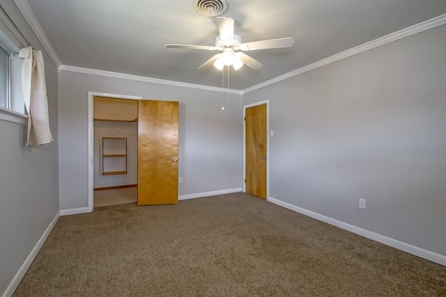 1021 Maplewood Dr, Harvey, LA 70058 - unfurnished bedroom with ornamental molding, carpet floors, and baseboards