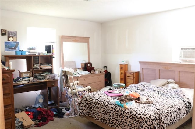 carpeted bedroom with cooling unit