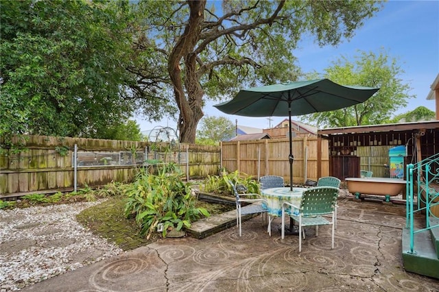 view of patio featuring a fenced backyard