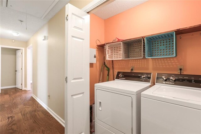 4740 W Esplanade Ave, Metairie, LA 70006 - washroom with attic access, wood finished floors, independent washer and dryer, and laundry area