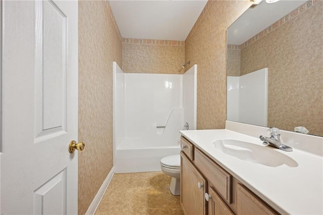 4761 Sharp Rd, Mandeville, LA 70471 - bathroom with vanity, bathtub / shower combination, and wallpapered walls