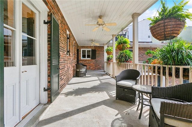 view of patio / terrace featuring a ceiling fan