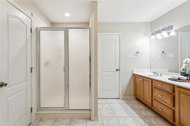 1229 Hampton Ct, Slidell, LA 70460 - full bath with tile patterned floors, vanity, and a stall shower