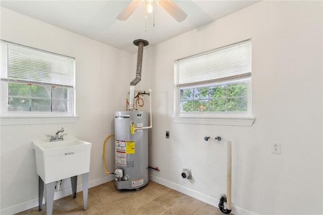 utility room featuring water heater