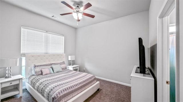 5520 Wake Reserve Rd, Slidell, LA 70461 - bedroom with baseboards, ceiling fan, carpet flooring, and visible vents