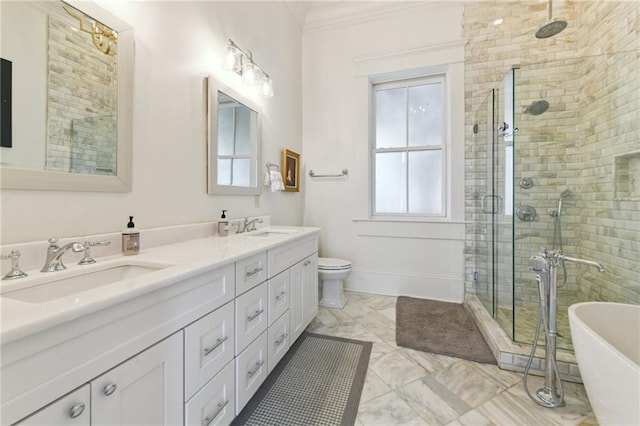 616 Cadiz St, New Orleans, LA 70115 - full bath with a stall shower, double vanity, a sink, and a freestanding tub