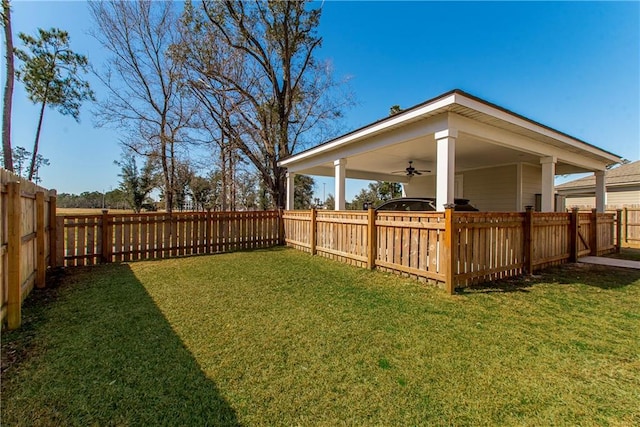 2329 Bradbury Pl, Covington, LA 70433 - view of yard featuring a fenced backyard and ceiling fan
