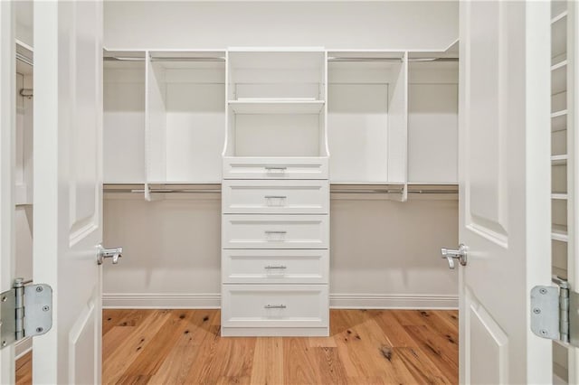 spacious closet featuring light wood-style floors