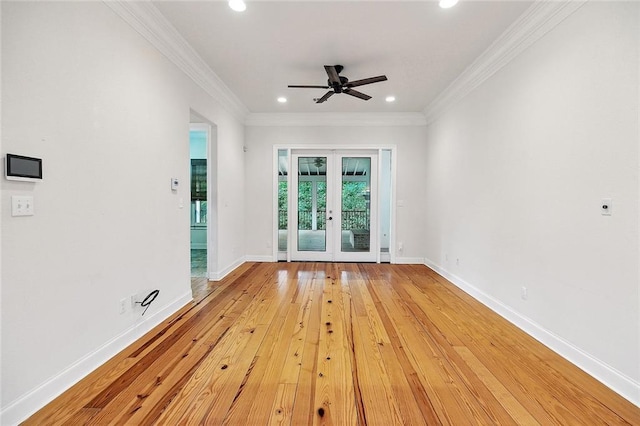386 Marina Blvd, Mandeville, LA 70471 - spare room with light wood-type flooring, a ceiling fan, french doors, baseboards, and recessed lighting