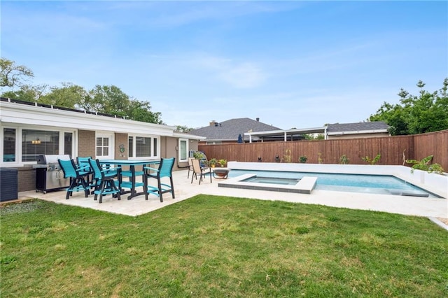 535 Amethyst St, New Orleans, LA 70124 - view of swimming pool featuring a fenced in pool, a fenced backyard, a patio area, and an in ground hot tub