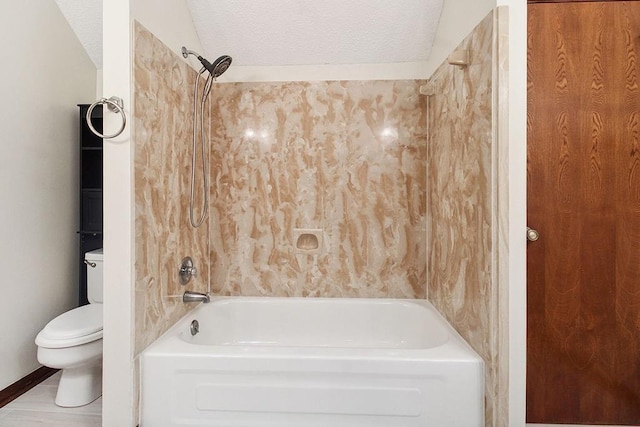 18 Landsdowne Ln, Destrehan, LA 70047 - bathroom featuring toilet, a textured ceiling, and bathtub / shower combination