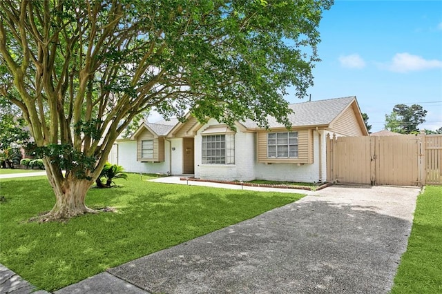 2140 Carol Sue Ave, Terrytown, LA 70056 - ranch-style house featuring a front lawn, a gate, brick siding, concrete driveway, and fence