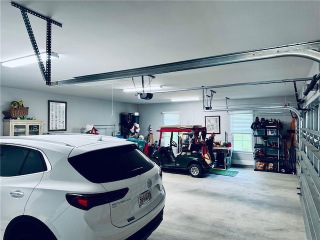 garage with a garage door opener
