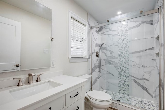 208 Bedford St, La Place, LA 70068 - full bathroom with toilet, vanity, and a marble finish shower