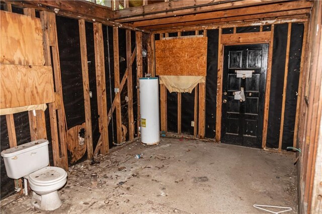interior space featuring water heater and toilet