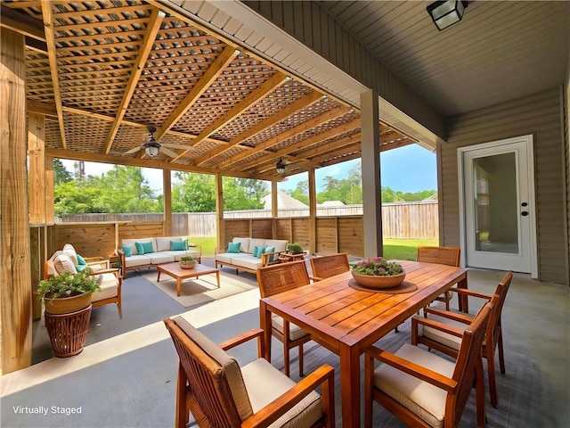 1012 Berkshire Dr, Pearl River, LA 70452 - view of patio featuring an outdoor living space and a fenced backyard