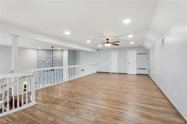 4435 Francecso Rd, New Orleans, LA 70129 - bonus room featuring recessed lighting, ceiling fan, visible vents, baseboards, and wood finished floors