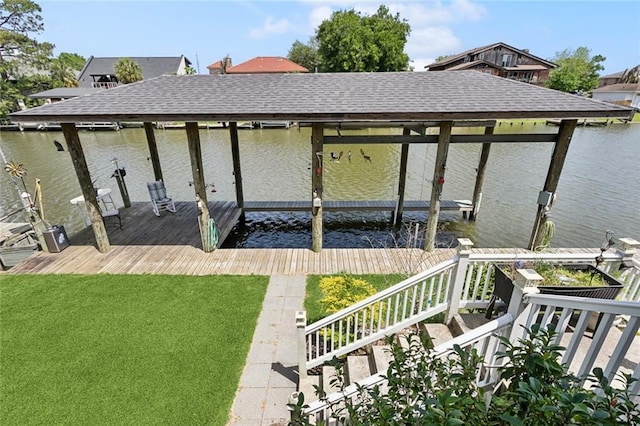 4435 Francecso Rd, New Orleans, LA 70129 - view of dock with boat lift and a water view