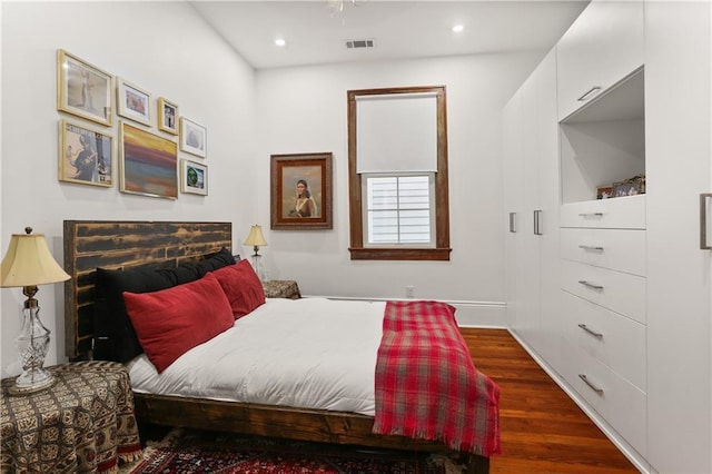 2639 Desoto St, New Orleans, LA 70119 - bedroom with recessed lighting, visible vents, baseboards, and dark wood finished floors