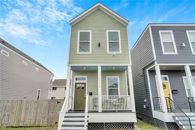 4228 Erato St, New Orleans, LA 70125 - view of front of house featuring covered porch and fence