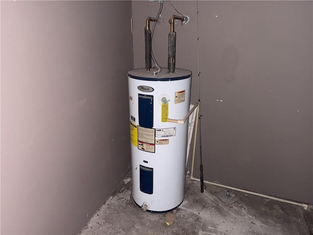 utility room featuring water heater