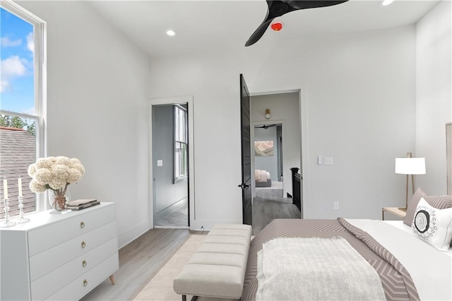 2613 Dauphine St, New Orleans, LA 70117 - bedroom with recessed lighting, baseboards, ceiling fan, and light wood-style flooring