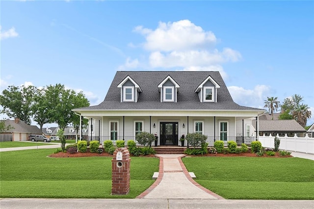 201 Laurel Ct, Luling, LA 70070 - view of front of home with covered porch, fence, and a front lawn