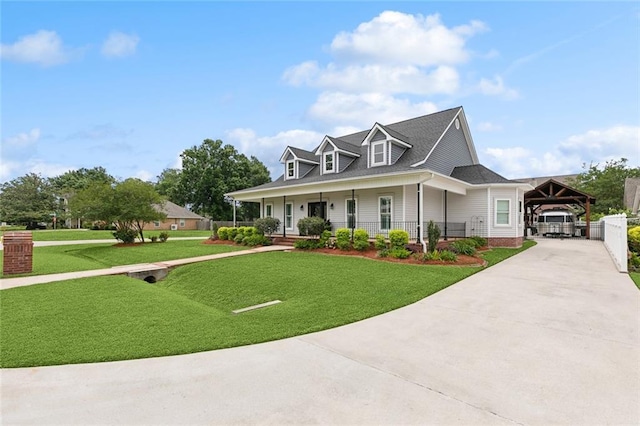 201 Laurel Ct, Luling, LA 70070 - farmhouse with a porch, a carport, a front yard, and driveway