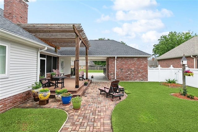 201 Laurel Ct, Luling, LA 70070 - view of yard with a pergola, a wooden deck, a fenced backyard, and a patio area