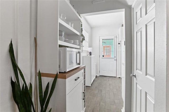 interior space featuring light wood-type flooring