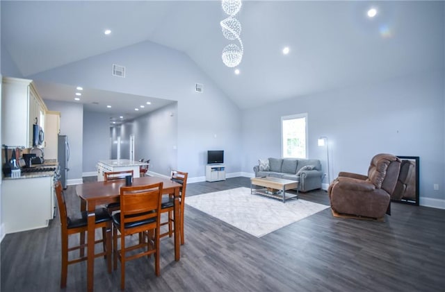 4132 Martin Luther King Jr Blvd, New Orleans, LA 70125 - dining area featuring visible vents, recessed lighting, dark wood finished floors, and baseboards