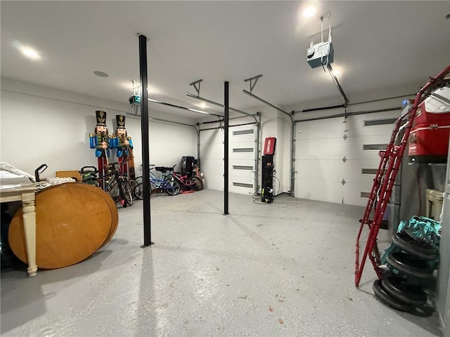 garage with a garage door opener