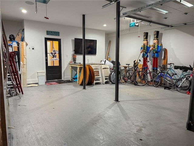 garage with recessed lighting