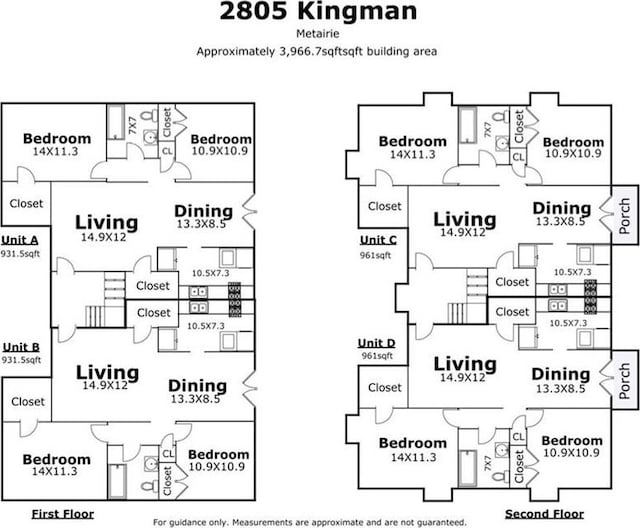 2805 Kingman St, Metairie, LA 70006 - floor plan / room layout