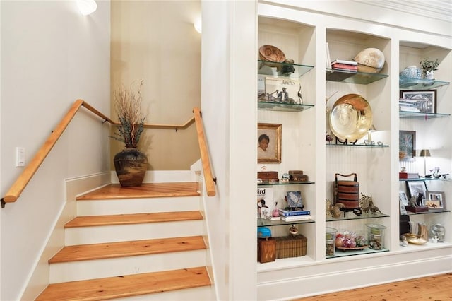 staircase featuring wood finished floors