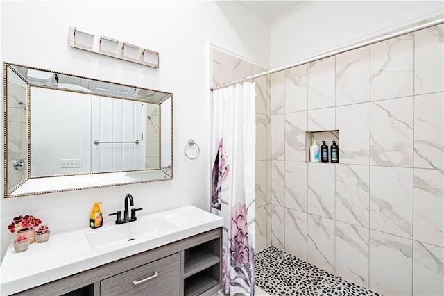 1379 Saint Anthony St, New Orleans, LA 70116 - full bathroom featuring vanity and a tile shower