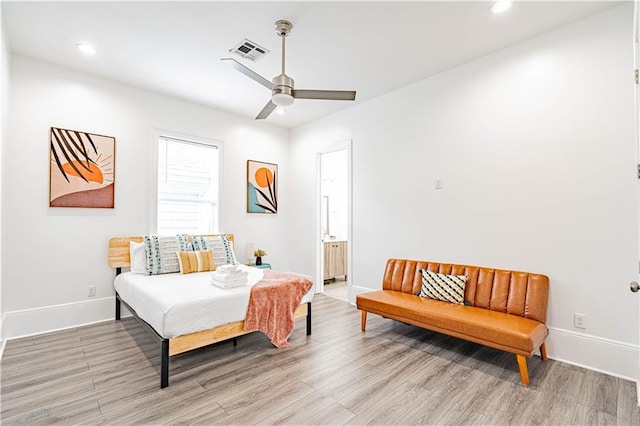 1379 Saint Anthony St, New Orleans, LA 70116 - bedroom with recessed lighting, baseboards, visible vents, and light wood finished floors