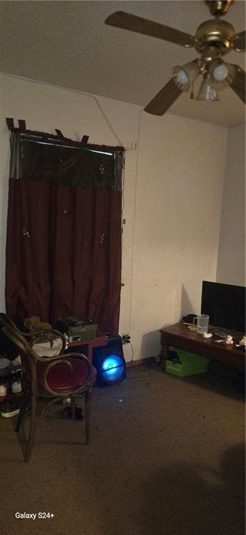 interior space featuring a ceiling fan