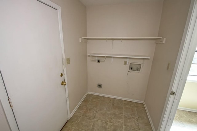 laundry area featuring baseboards, laundry area, electric dryer hookup, and washer hookup