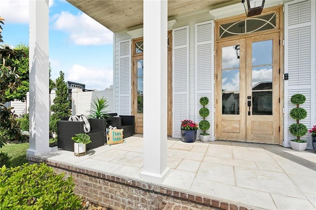 property entrance with french doors