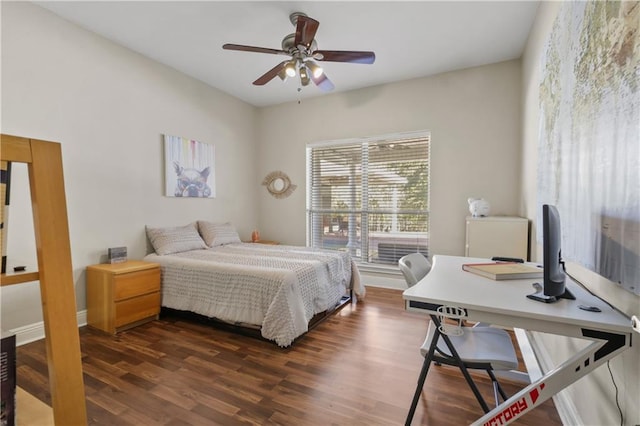 413 Dockside Dr, Slidell, LA 70461 - bedroom featuring dark wood-style flooring and a ceiling fan