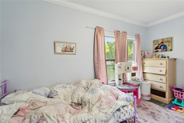 bedroom with ornamental molding