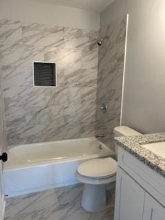 340 Azalea Dr, Waggaman, LA 70094 - full bath featuring vanity,  shower combination, marble finish floors, and toilet