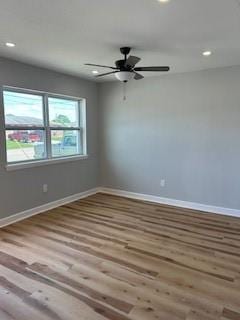 340 Azalea Dr, Waggaman, LA 70094 - unfurnished room with baseboards, wood finished floors, recessed lighting, and ceiling fan