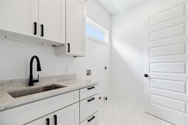 301 Cypress Lakes Dr, Slidell, LA 70458 - kitchen featuring a sink, white cabinets, and light stone countertops