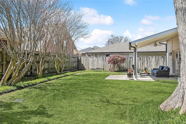 4524 Folse Dr, Metairie, LA 70006 - view of yard with a patio, a ceiling fan, and a fenced backyard