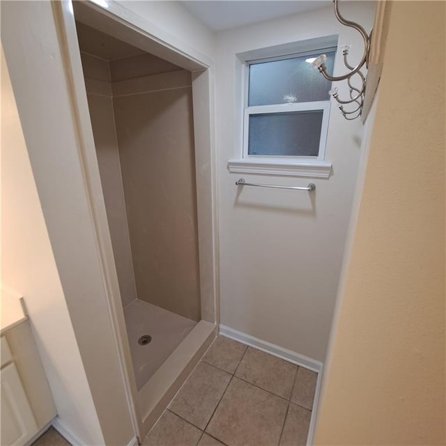 24 Caribou Ct, Metairie, LA 70003 - bathroom featuring a shower stall, tile patterned floors, and baseboards