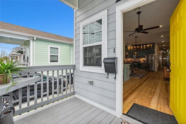deck featuring a ceiling fan