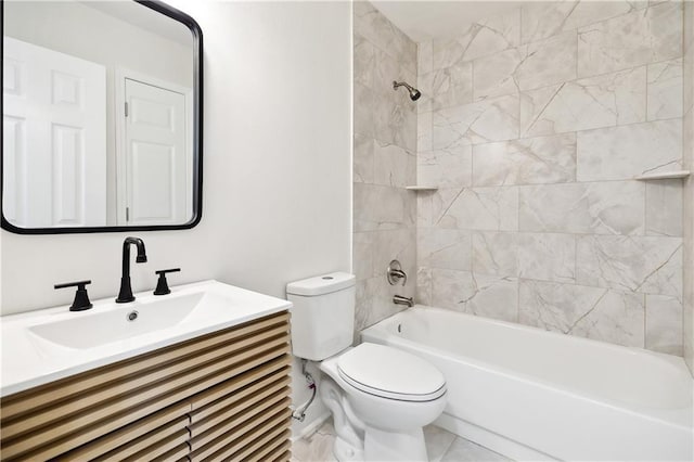 full bath featuring toilet,  shower combination, and vanity